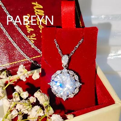 925 Sterling Silver Women's Round Zircon Necklace Earrings Jewelry Set Party Wedding Gift