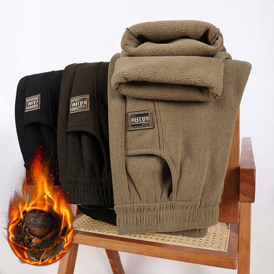 Damen Herbst- und Winter-Oberbekleidungshose Plus Samt Verdickte Harlan Mittleren Alters Damen Straight Pants