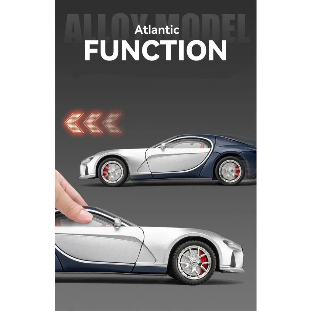 1/24 Scale Bugatti Atlantic Alloy Sports Model Car Diecasts Metal Toy Race Vehicles Simulation Sound Light Collectible Childrens Gifts