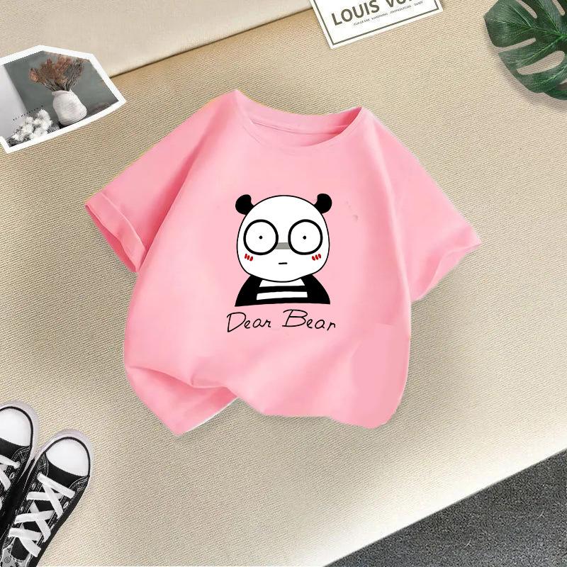 Children T-shirt Cute Animals Printed Kids 100% Cotton Tops 2-13Y Loose-fit Casual O-Neck Short-sleeve T-shirt