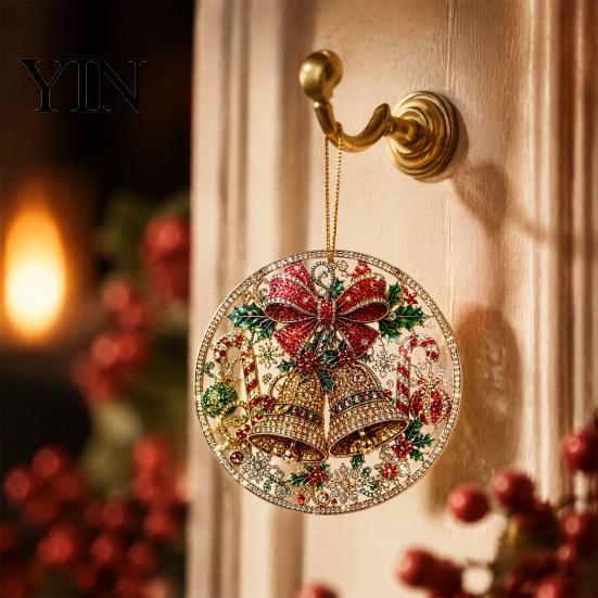 Office Holiday Decorations Christmas Acrylic Hanging Ornament, 2D Flat Double Side Printed Home Decor Santa Snowman Pendant for Tree Window, Festive
