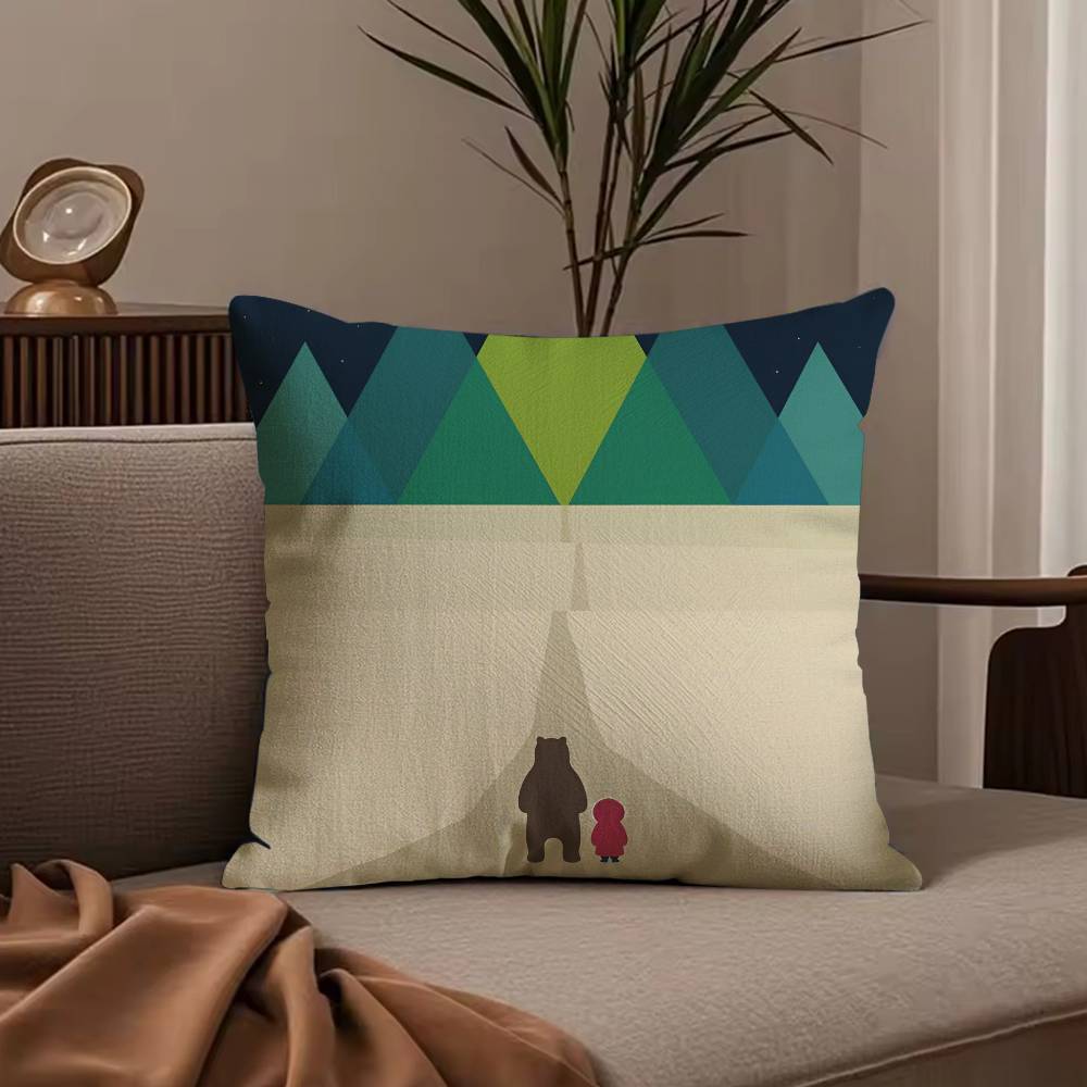 Nordic Modern Anime Pillow Case Anti-dustmite Pillowcase Invisible Zipper Silky Short Plush Sofa Cushion Cover