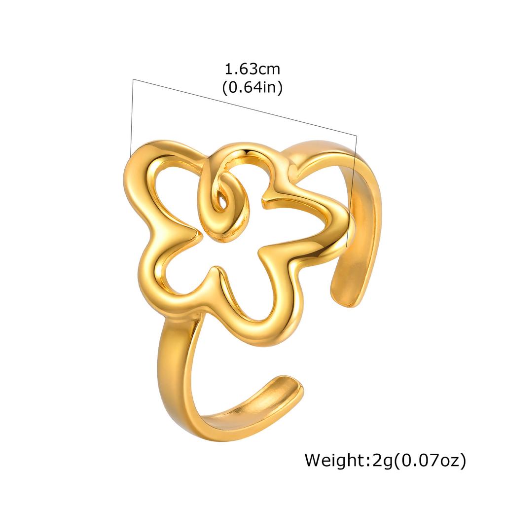 Vnox Gold Plated Stainless Steel Rings For Women, Flowers Butterfly Irregular Shaped Finger Rings Aesthetic Jewelry Wholesale