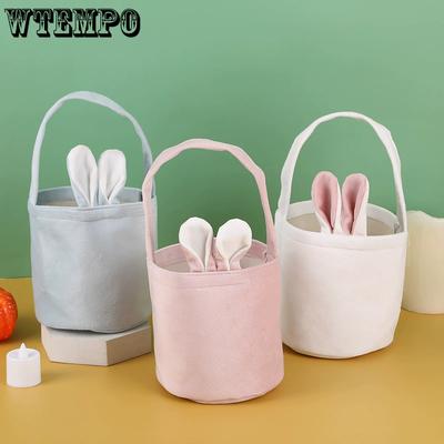 WTEMPO 5 ST 13*14,5CM Påskkaninöron Handväskor Festpresentpåsar med Handtag Påskägg och Andra Gåvor Förpackningskorgar