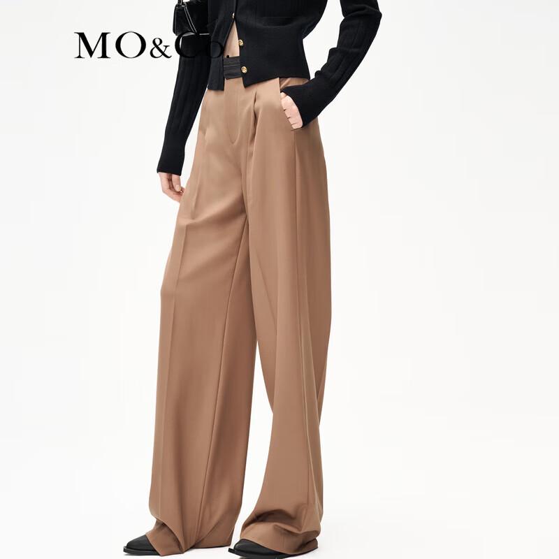 MO&Co. Women's High-Waist Wool Blend Paneled Trousers