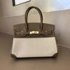 2024 35cm Top Layer Togo Leather Cowhide With Linen Canvas Platinum Bag Genuine Handbag Cross-body