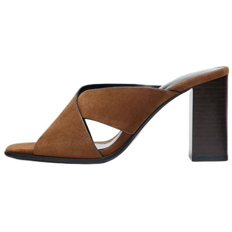 

Zara Модные слипоны на высоком каблуке, сабо, женская обувь, коричневые 1342610105 36