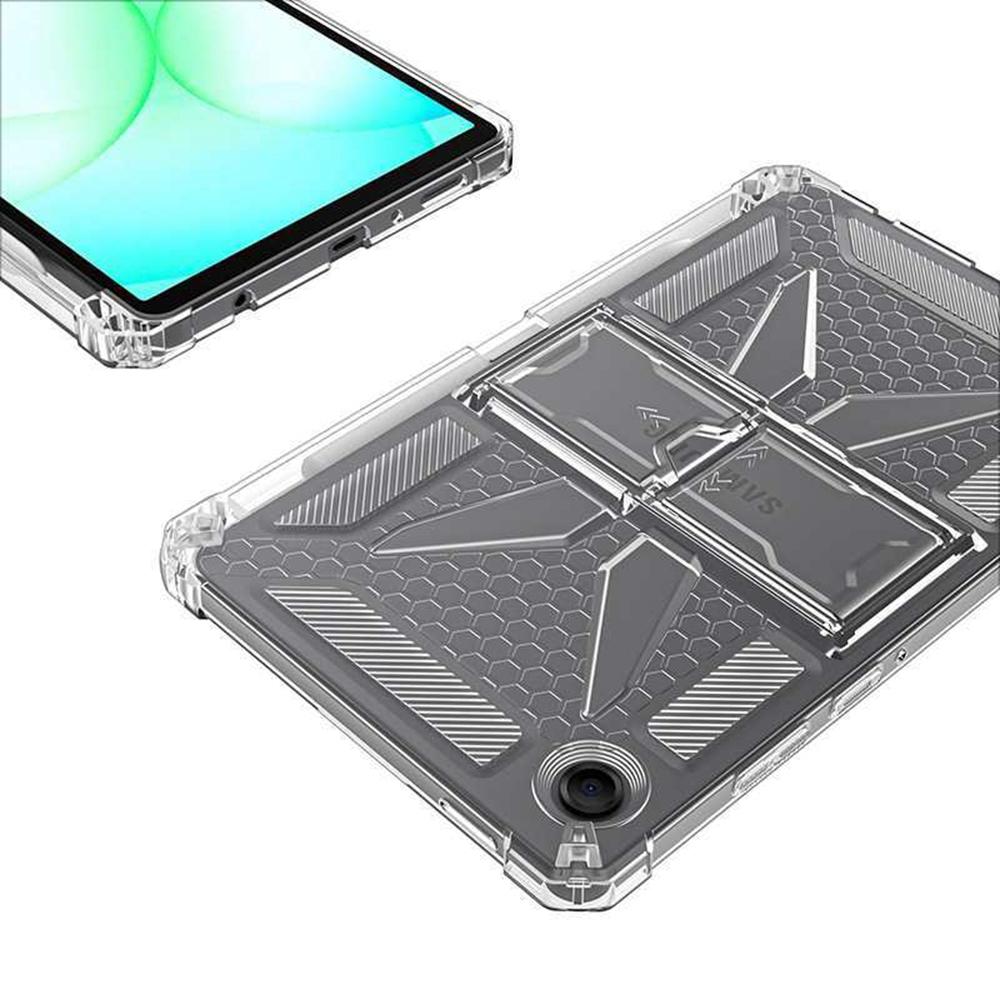 For Samsung Galaxy Tab A11 Clear Case Kickstand Shockproof TPU + PC Tablet Cover with Pen Slot