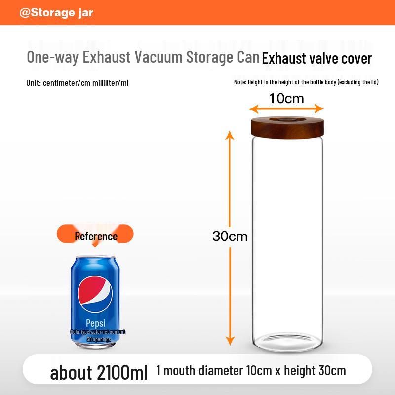 Glass Airtight Coffee Bean Jar with One-Way Vent and Wooden Lid for Food Storage and Preservation