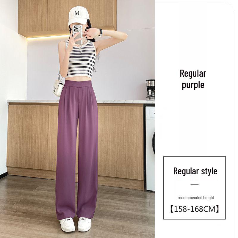 Women's Chiffon Wide-Leg Pants, Summer 2026: High-Waist, Lightweight Ice Silk, Sun-Protective, Casual Drape Style.
