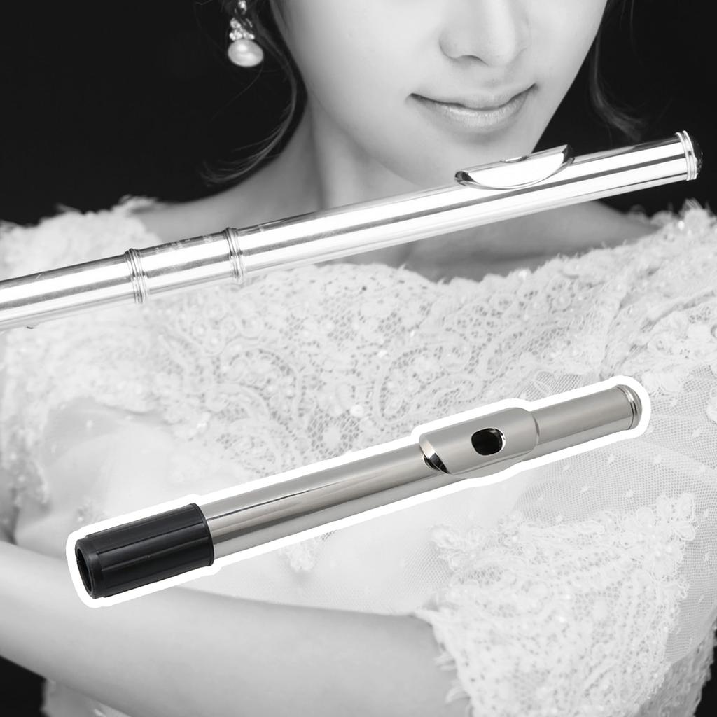 Flute head replacement flute nickel 20mm joint, headjoint, mouthpiece, part, brass, plated, 22.6cm length, socket.