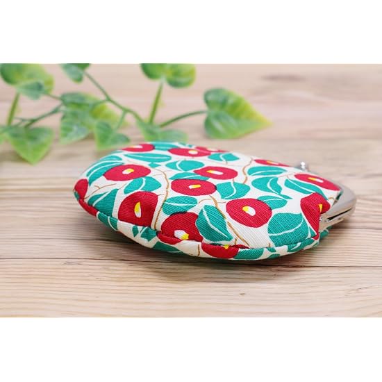 Kyoyu Made in Japan Gamaguchi (Clasp) Wallet Pouch, 100% Cotton, Flower, Approx. 12×11.5cm, Coin Pur
