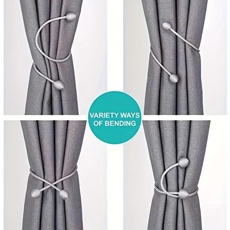 2pcsTwist Twist Balls Curtain Clips,Curtain Binding RopeAccessories, No Punching Creative Rope Hanging Ball, Modern Simple