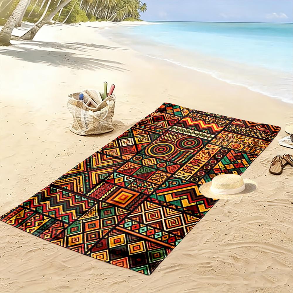 Geometric Tribal Pattern Towel Beach towel quick-drying for travel outdoor sports jogging beach and swimming