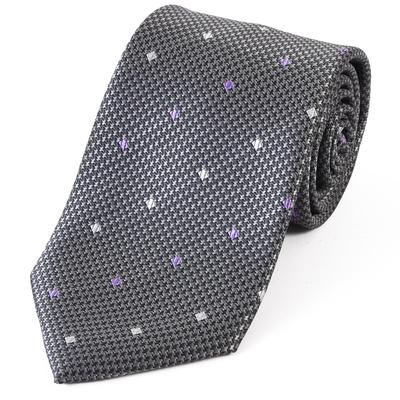 Brand Made In Nishijin Jacquard Square Fine Pattern [Michiko London] Necktie, Japan, Weave, 100% Silk, Weave, (B Pattern Gray)