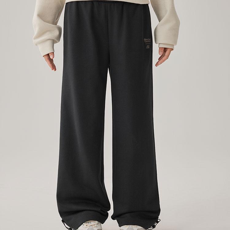 Skechers Warm Two-Way Wear Wide-Leg Joggers Loose Comfortable Straight-Leg Casual American Solid Color Knitted Sports Pants L325W046-0018