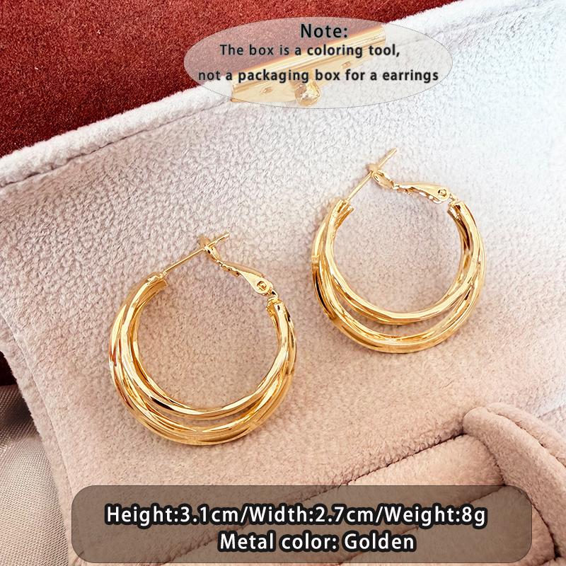 

2026 New Design Multi-layer Gold Color Metal Hoop Earrings Korean fashion Ear Jewelry For Women s Temperament Set Accessories