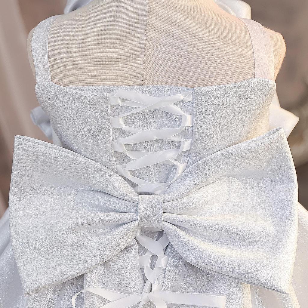 Girls' 2026 Princess Bowknot Formal Dress for First Birthday & Flower Girl Occasions