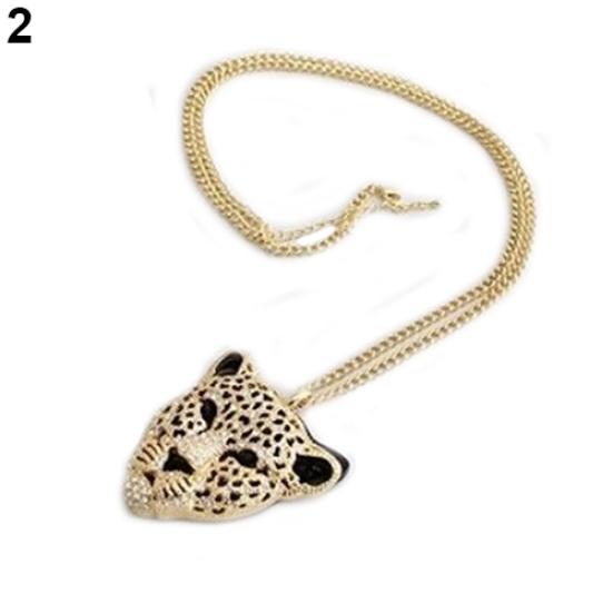 

Модное ретро винтажное крутое полое ожерелье с кулоном в виде головы леопарда, ювелирные изделия унисекс золотистый