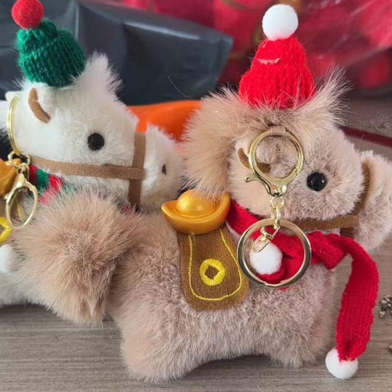 2026 Год Лошади Маскот Плюшевый Брелок Подвеска Настольная Миниатюрная Лошадка Украшение коричневый