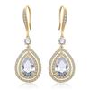 ZAKOL Water Droplet Leaves Copper Micro-set Zircon Women's Dangle Earrings Exquisite Fashion Bridal Wedding Charm Jewelry