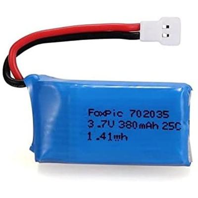 1-Pack LiPo Battery 3.7V 380mAh | Rechargeable for RC Drones & Quadcopters | Compatible with Hubsan X4 H107L H107C H107D, V252, JXD 385