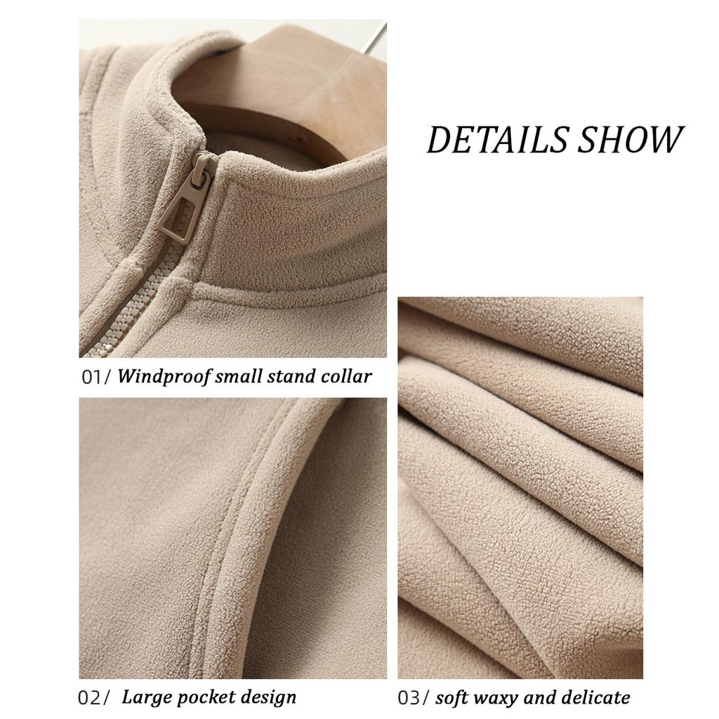 Autumn and Winter Thickened Fleece-lined Clothes Women's Coat Warm Polar Fleece Cardigan Outer Wear Long Sleeve Top Casual Shirt