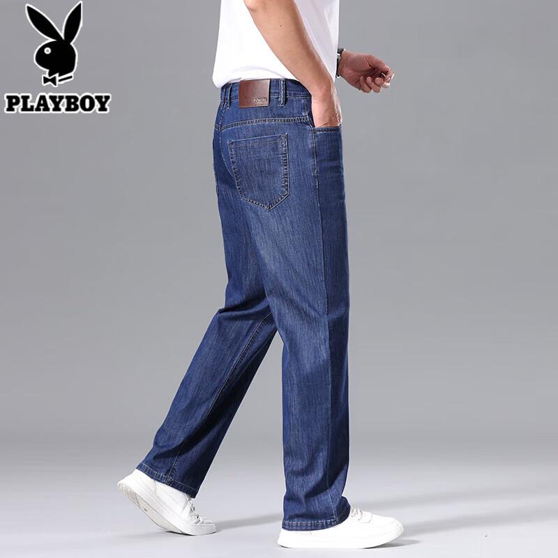 PLAYBOY Men's Spring/Autumn Straight-Leg Stretch Jeans