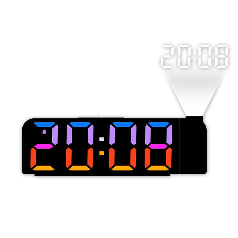 Digital Led Alarm Clock With Rgb Color Projection For Bedroom Decor