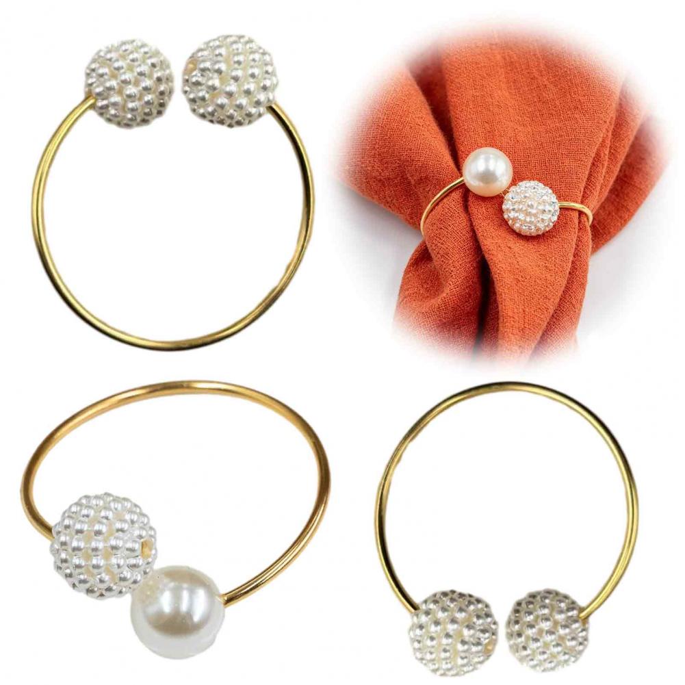 Dekorative Serviettenringe für Restaurants 3er Set Perlmutt-Optik Serviettenringe Wiederverwendbare Metall-Serviettenhalter Elegant für Hochzeiten