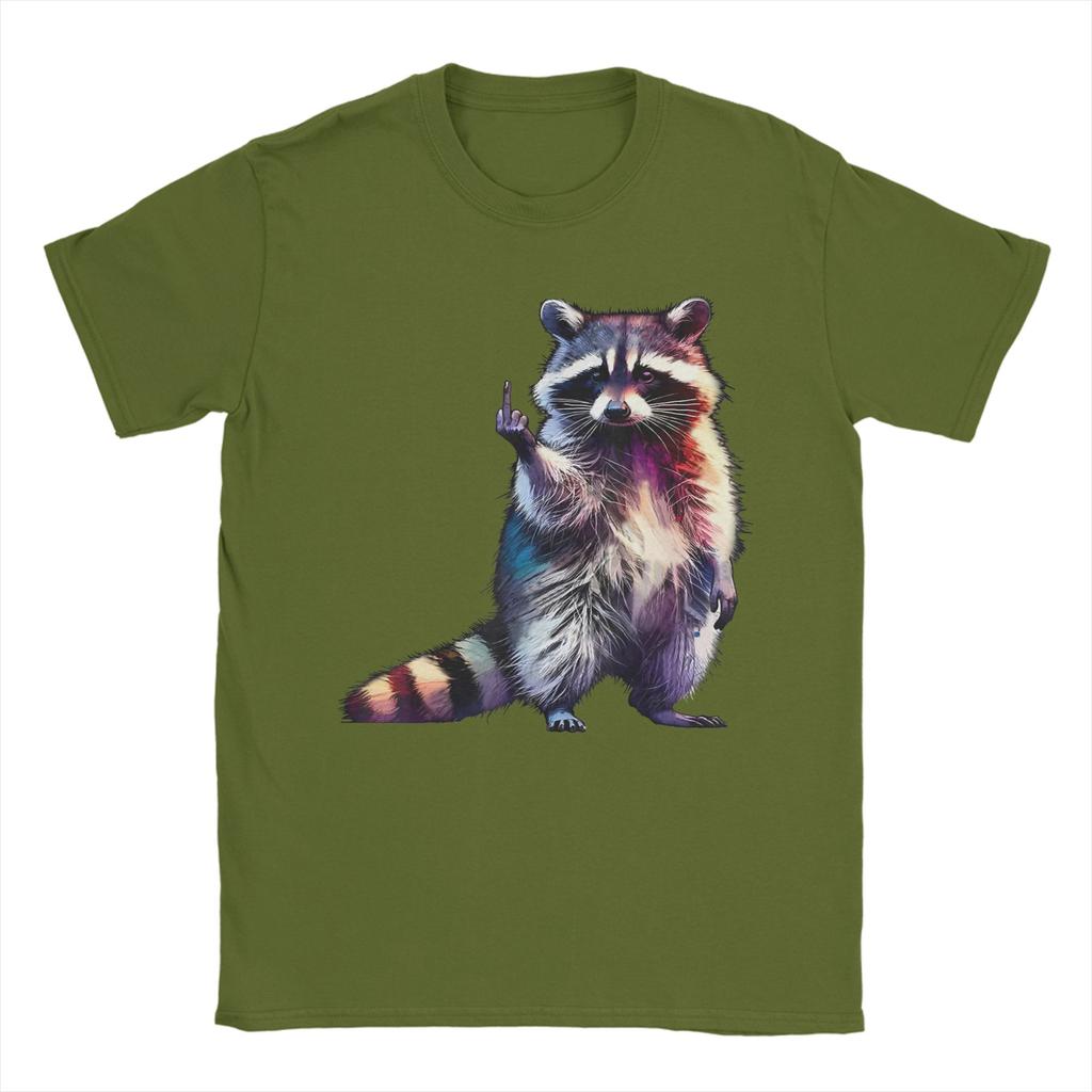 Raccoon Middle Finger Trash Panda Racoon Sarcastic Humor Unisexs T Shirt  Humor Tee Shirt Short Sleeve Round Neck TShirt Clothing
