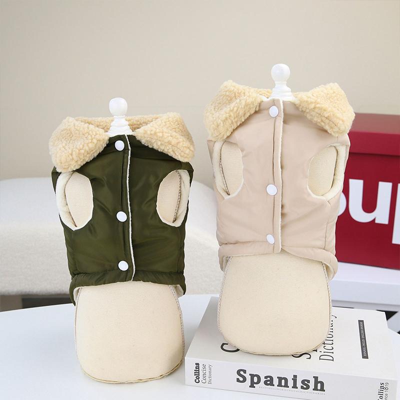 Winddichter Fleecekragen Hundejacke Winter Warm Gepolsterte Hundekleidung für Kleine Hunde Welpen Haustier Weste Chihuahua Yorkie Mops Haustier Mantel