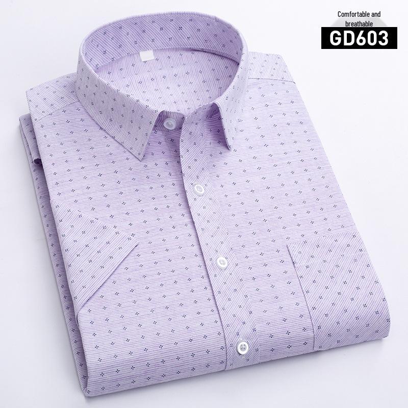 New Summer Men's Printed Plaid Short-Sleeved Shirt for Middle-Aged and Elderly.