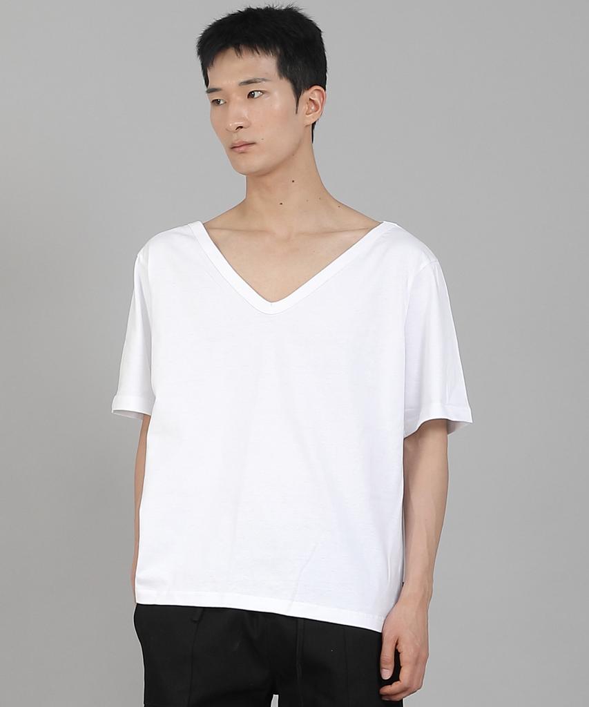 Seinteukeulu Plain Big V-Neck Short Sleeve T-Shirt Bigv-883 White