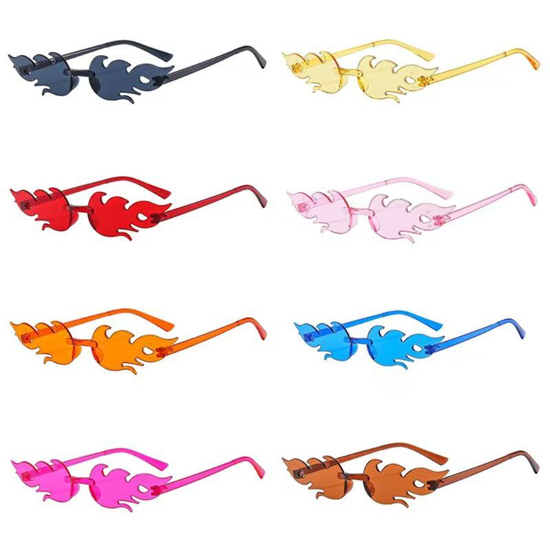 Bunte randlose Flammen-Sonnenbrille - Einteilige Bonbonfarbene Partybrille