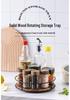 Solid Wood & Steel Rotating Organizer Tray for Spices & Makeup