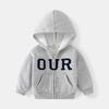 Boys Casual Letter Printed Fleece Lined Hooded Long Sleeve Zip Up Jacket