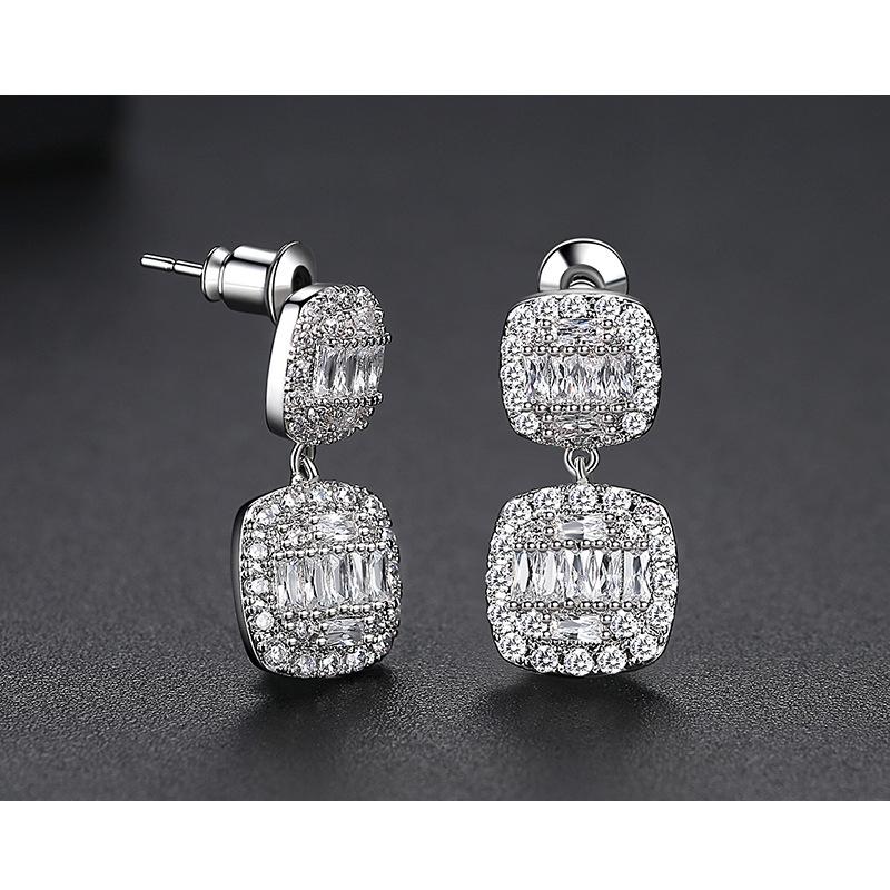 CMM Classic White Gold Color Cubic Zirconia Small Drop Earrings