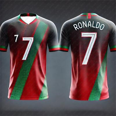 Ronaldo No.7  Kids Adult Sports Shirt Summer Outdoor Football Breathable T-shirt Runing Bodybuilding Training Jersey Clothing