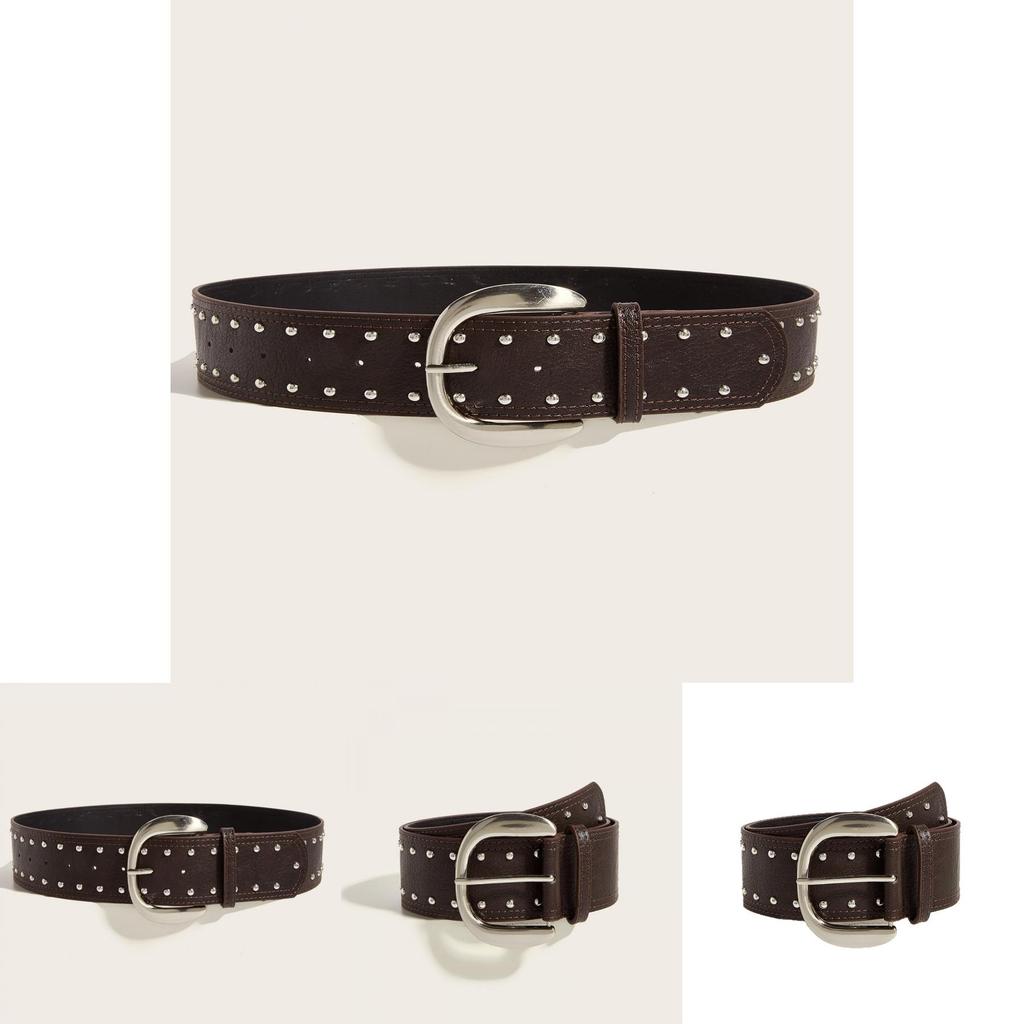 Punk Style Rivet Belt With Alloy Buckle For Streetwear Fashion
