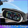 12V 24V  Water Temperature Gauge 2 IN 1 Car Truck LCD Gauge Voltmeter With 1/8 NPT Temp Sensor Water Temp Meter for Auto Cars