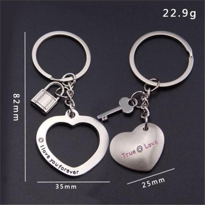 1 Pair Awesome Love Heart Lock Key Chain Ring Keyring Keyfob Lover Couples Gift