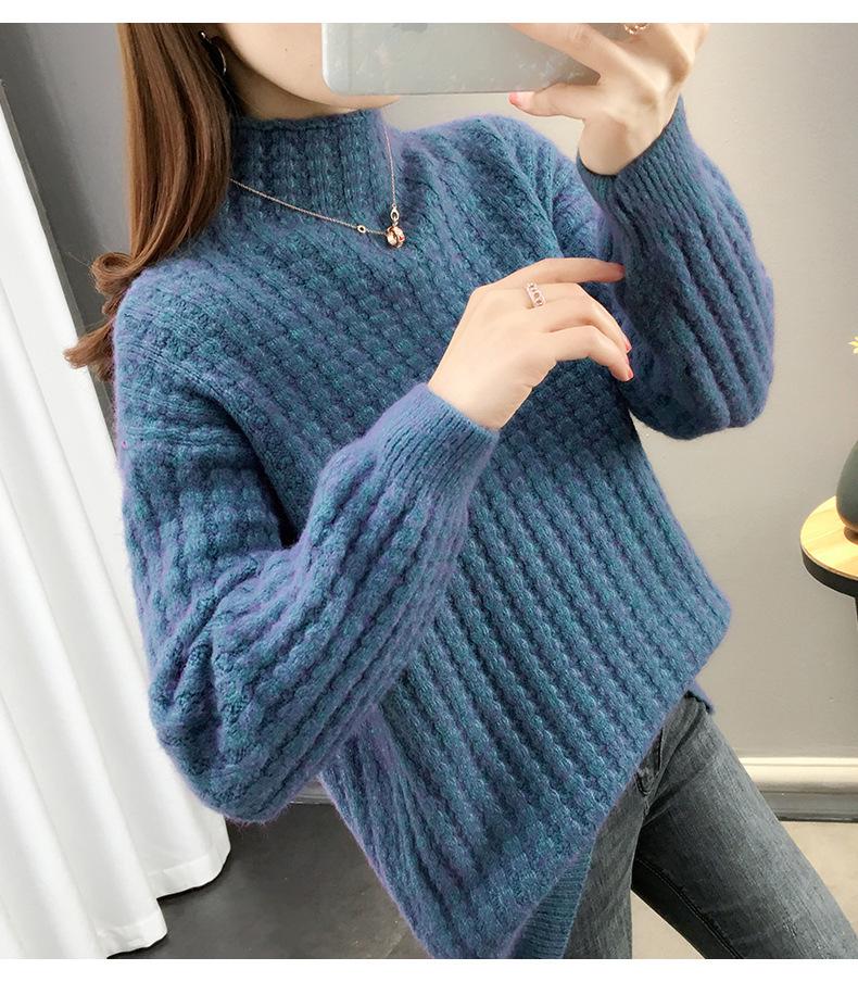 2023 Autumn/Winter Women's High Neck Cherry Red Cable Knit Sweater - Trendy Base Layer Outerwear