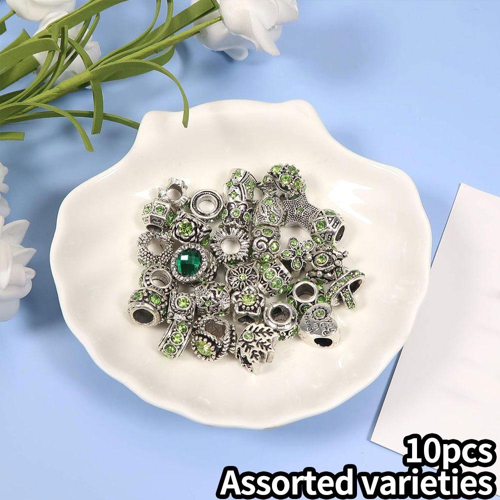 10/20/30 pieces alloy light green series large hole bead decorative bead spacer bead DIY bracelet necklace earrings keychain jewelry making