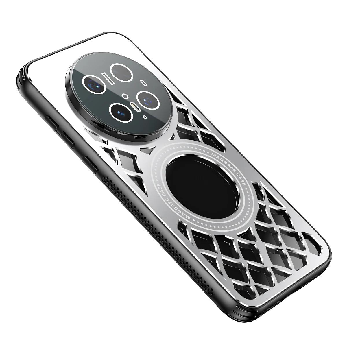 

Металлический магнитный чехол для защиты объектива с радиатором для Huawei Mate 70 60 50 40 Pro Magsafe беспроводная зарядка радиатор противоударный чехол Huawei Mate 70 серебряный