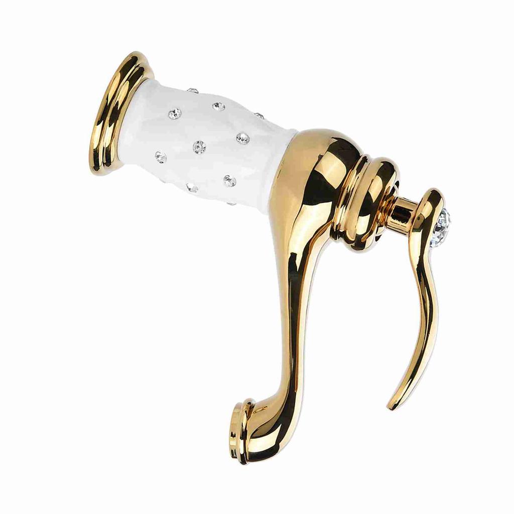 Mischbatterie aus massivem Messing Kalt-/Warmwasserhahn mit Ornamenten für Waschtischbecken (golden)