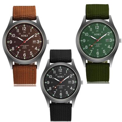 Fashion 2019 New Woven Nylon Belt Men's Calendar Watch