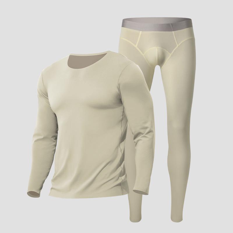 

Мужской бесшовный термобелье с круглым вырезом - тонкий, облегающий нейлоновый полиэстер для осени и зимы XXL