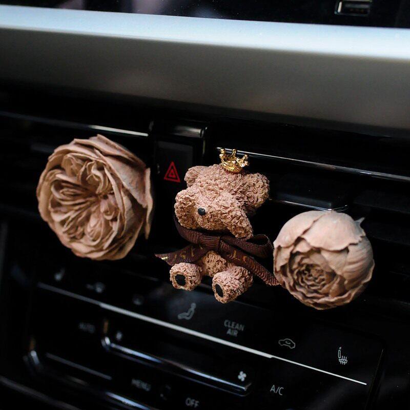 Preserved Fresh Flower Austin Rose Fragrant Stone Car Air Outlet Aromatherapy Retro Fancy Ins Style Car Interior