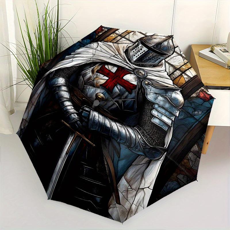 

Knight,Armor Automatic Folding Umbrella 8 Ribs Lightweight Design, Durable Iron Frame, Compact and Portable, Ideal Birthday or Christmas G